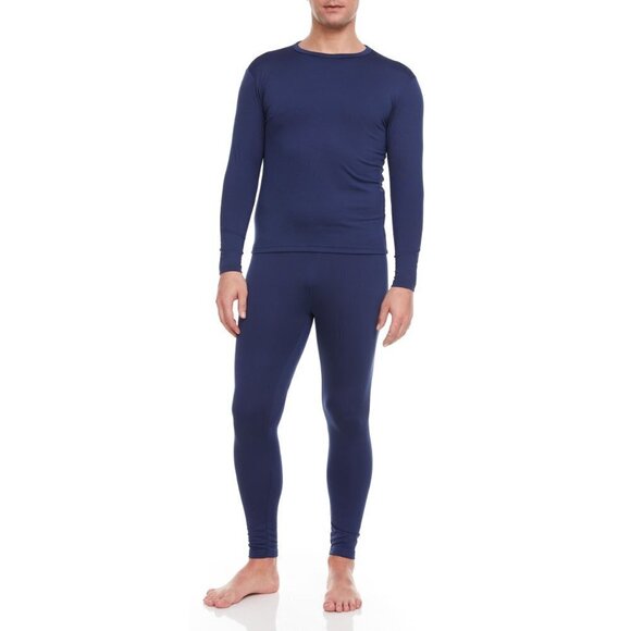Mens Thermals Navy Blue Underwear MicroFiber Fleece Long Johns Winter Base NWT - Picture 1 of 6